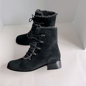 Vintage  A J Valenci Footwear Womens Black Chunky Heel Square Toe Bootie…